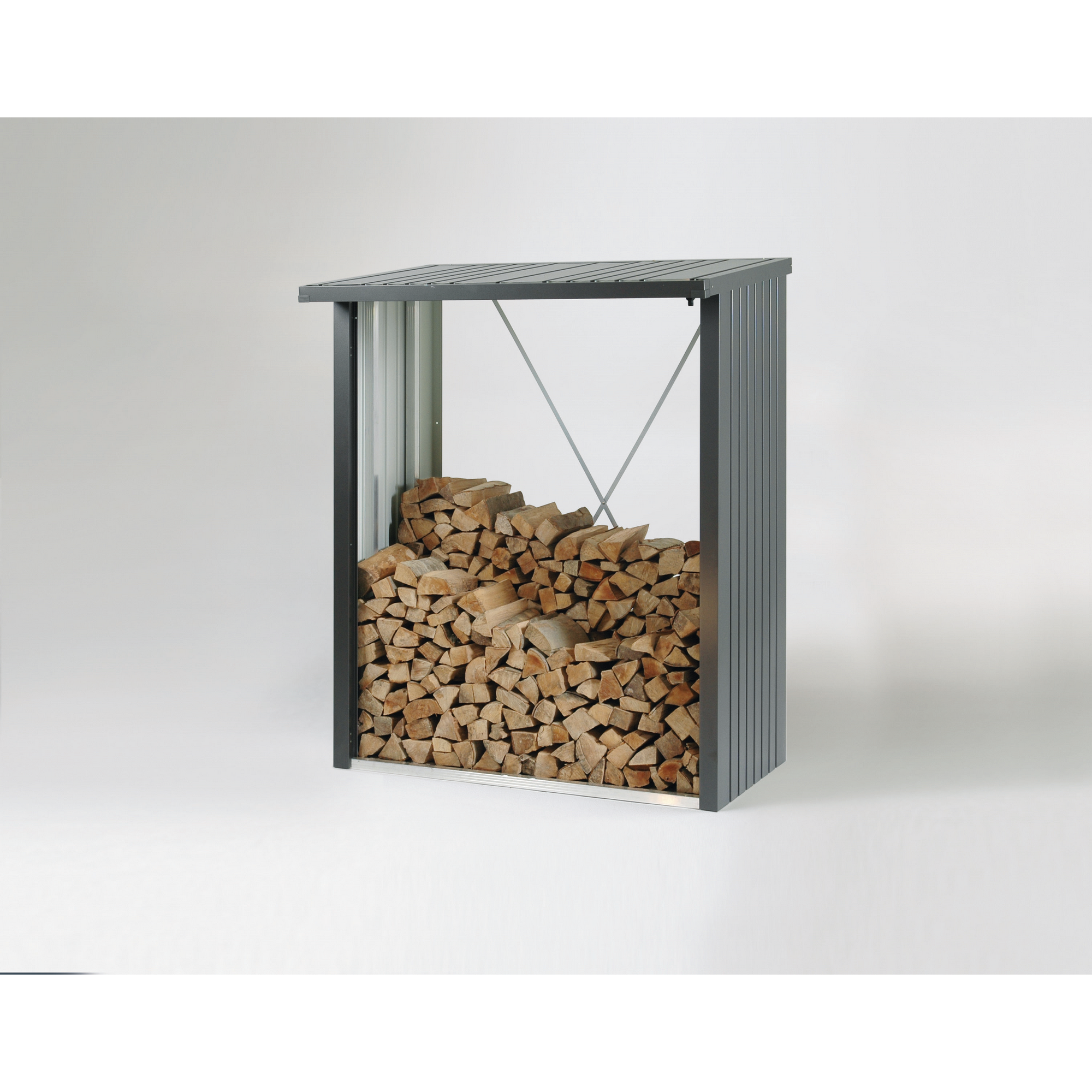 Brennholzlager 'WoodStock 150' silber metallic 157 x 102 x 199 cm + product picture
