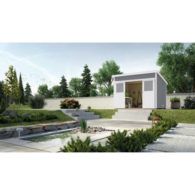 Bild von Gartenhaus Massivholz grau 295 x 213 cm
