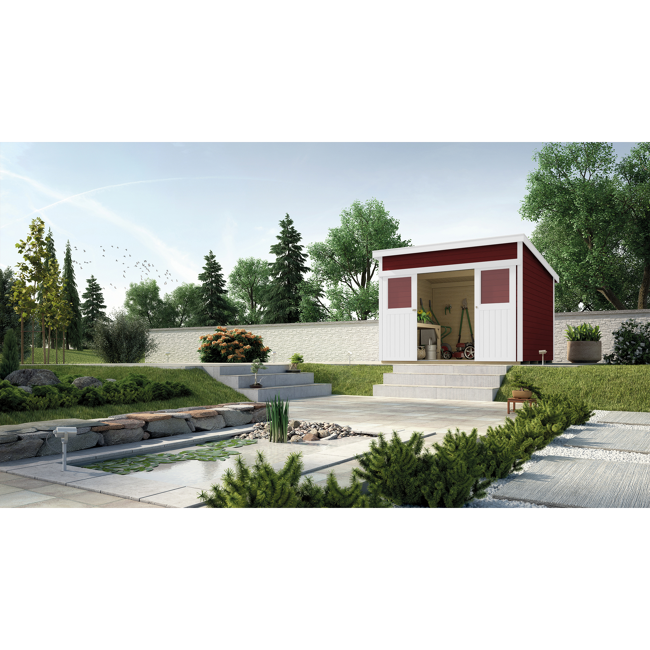 Bild von Gartenhaus Massivholz schwedenrot 295 x 299 cm