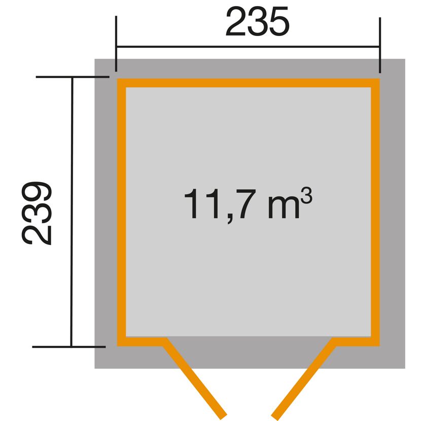 Schemazeichnung Gartenhaus mit 11,7 m³