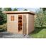 Gartenhaus aus Holz mit offener Tür
