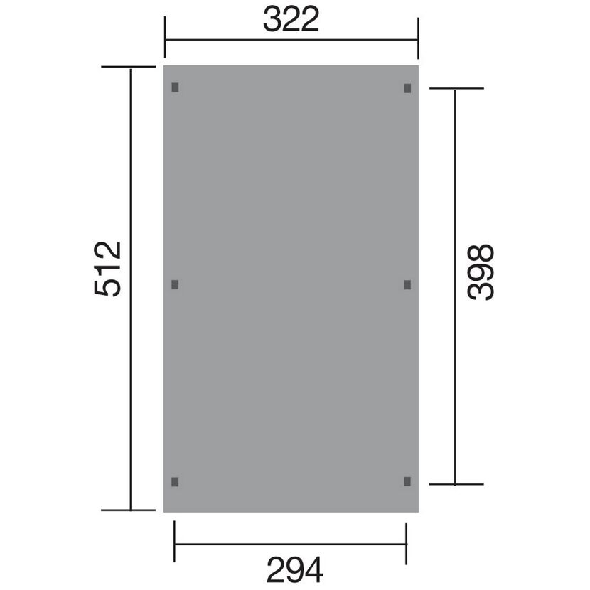 Flachdach-Einzelcarport 617 mit Maßen