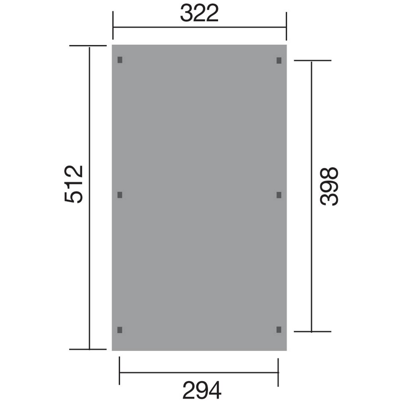 Flachdach-Einzelcarport 617 mit Maßen