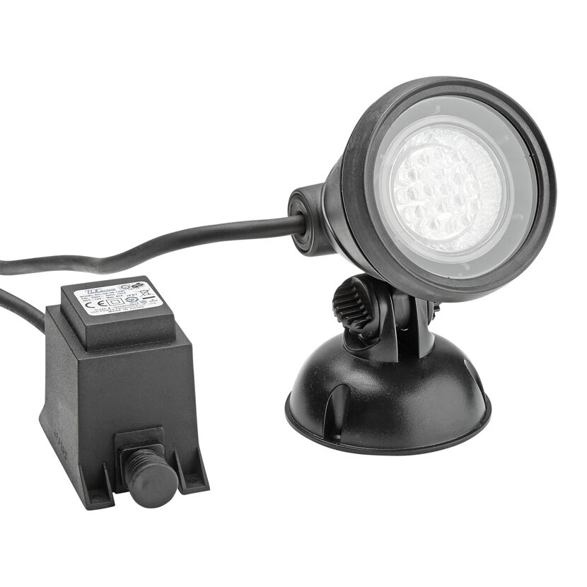 Schwarzer LED Unterwasserscheinwerfer mit Netzteil