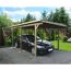 Auto steht unter Carport.