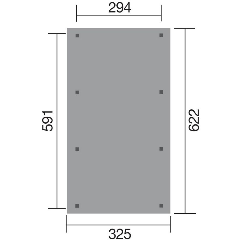 Grauer Carport mit den Maßen 622 x 591 x 325 cm