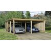 Doppelcarport aus Holz mit zwei Autos