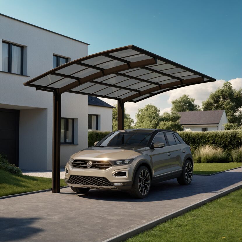 Einzelcarport 'Portoforte Typ 80 MR' mattbraun 270 x 495 x 298 cm