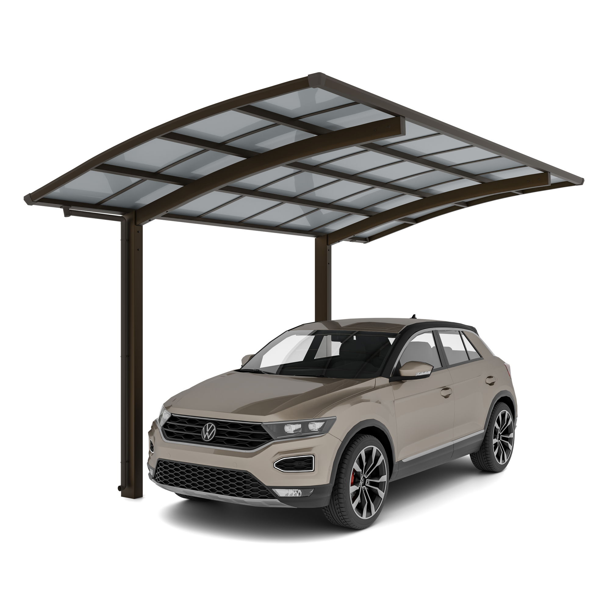 Einzelcarport 'Portoforte Typ 80 MR' mattbraun 270 x 495 x 298 cm