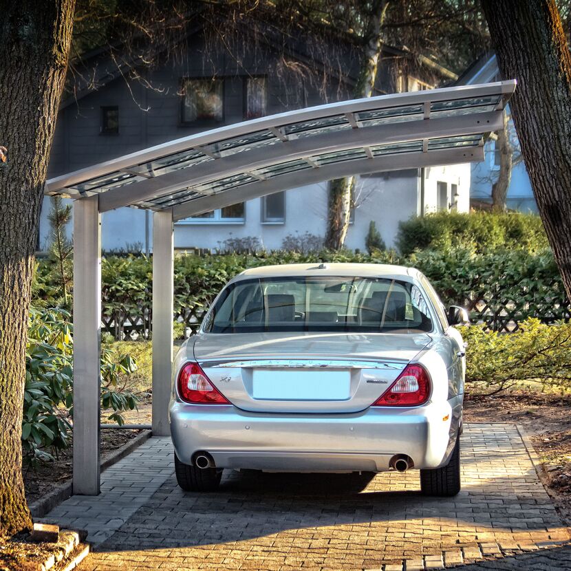 Einzelcarport 'Portoforte Typ 80 SC' edelstahlfarben 270 x 495 x 298 cm