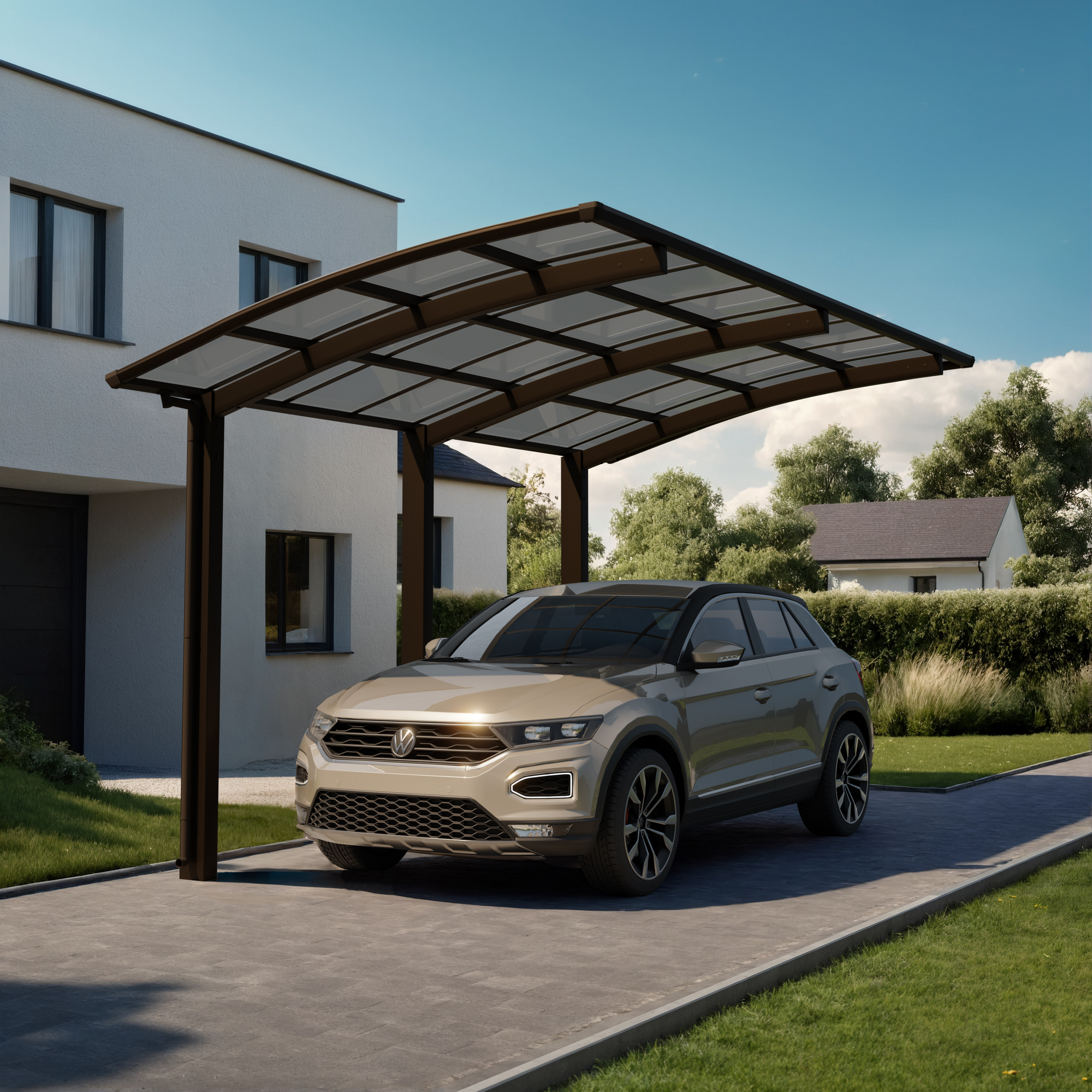 Einzelcarport 'Portoforte Typ 110 MR' mattbraun 270 x 495 x 298 cm