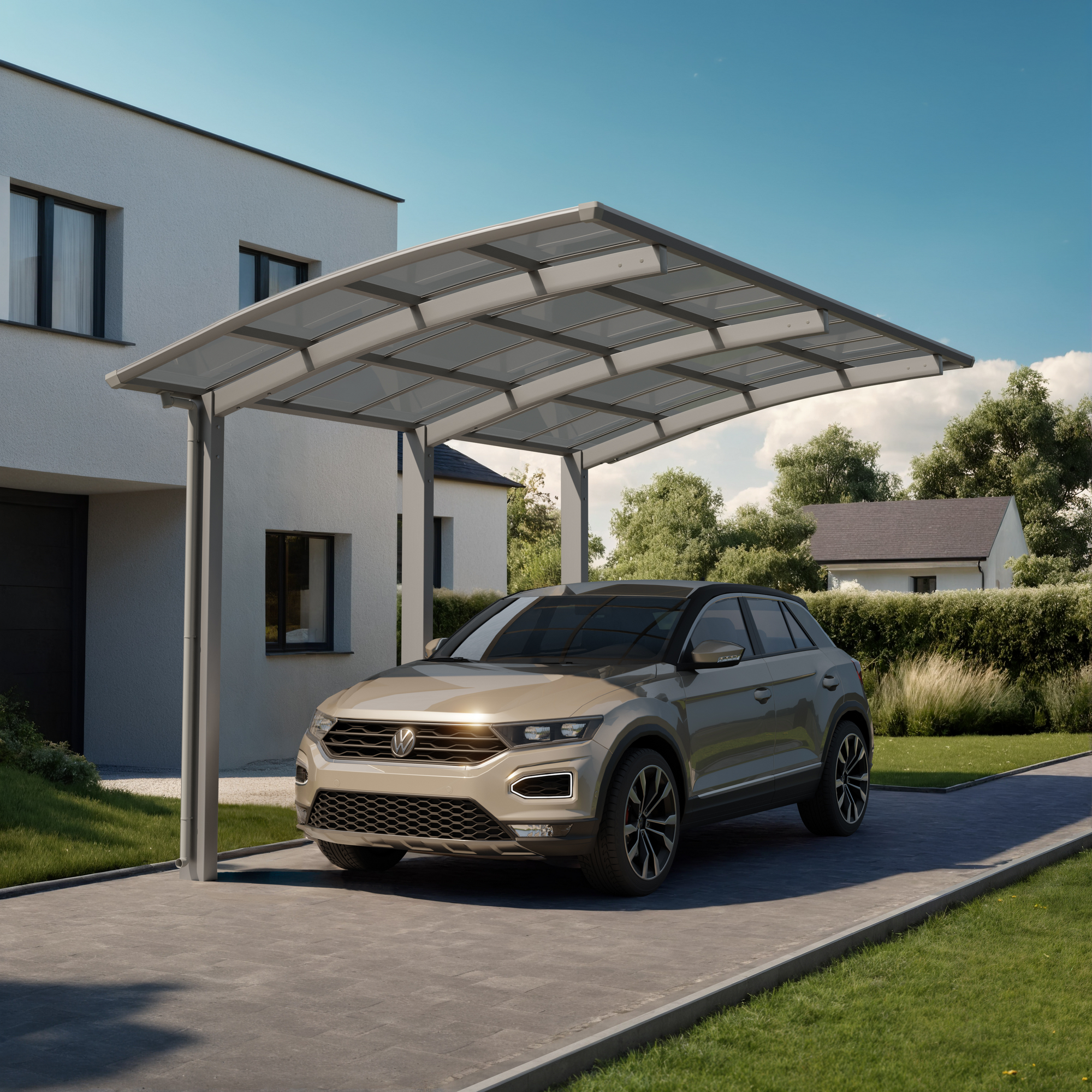 Carport 'Portoforte 110 SC' edelstahlfarben 270 x 495 x 298 cm