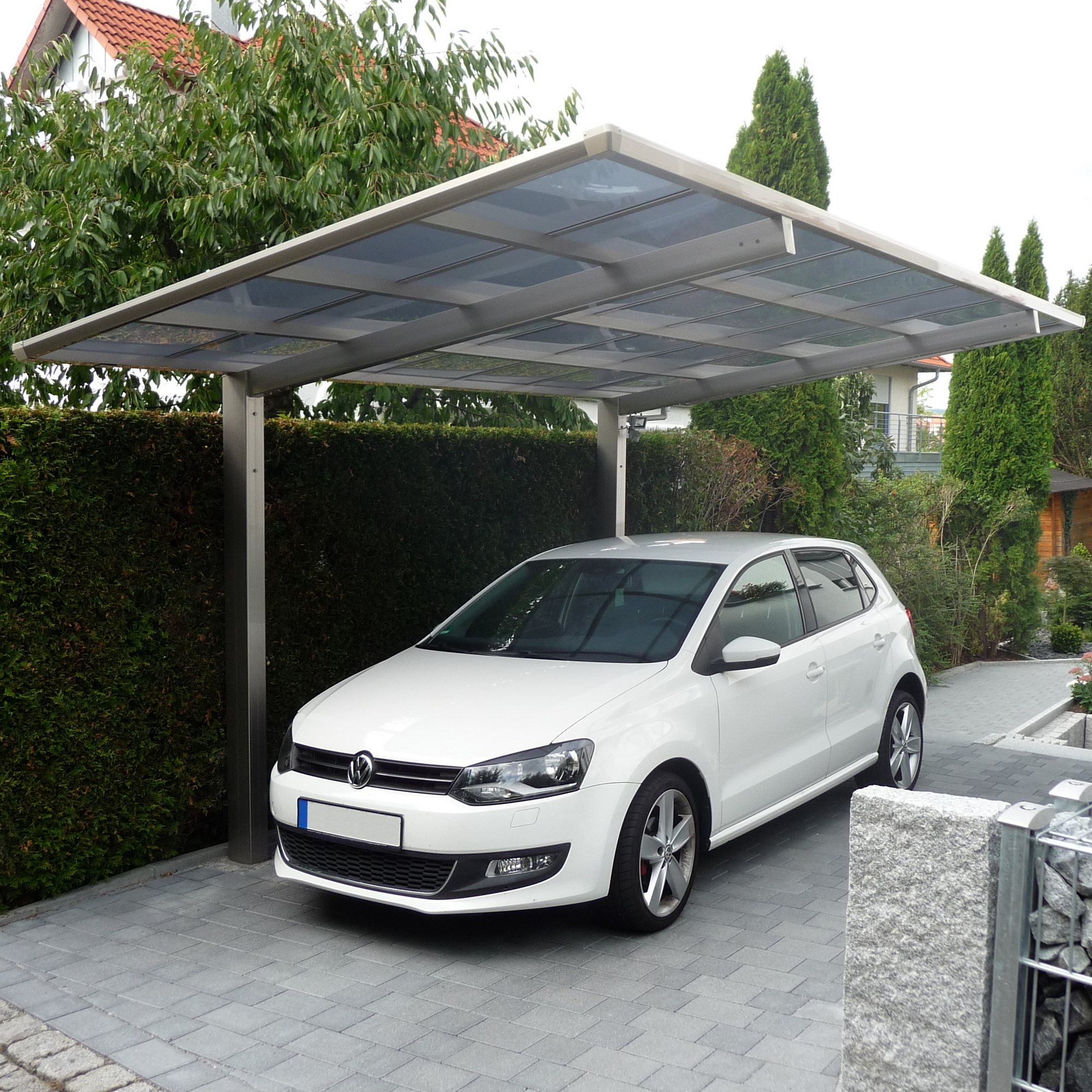 Einzelcarport 'Linea Typ 60 SC' edelstahlfarben 273 x 495 x 294 cm