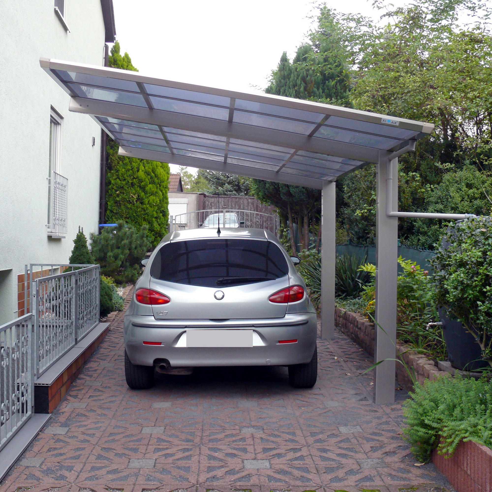 Einzelcarport 'Linea Typ 60 SC' edelstahlfarben 273 x 495 x 294 cm