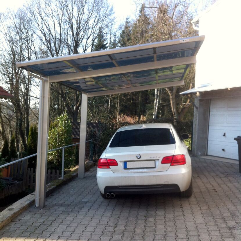 Einzelcarport 'Linea Typ 60 SC' edelstahlfarben 273 x 495 x 294 cm
