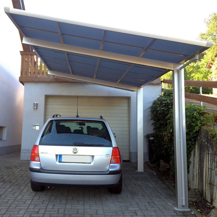 Einzelcarport 'Linea Typ 60 SC' edelstahlfarben 273 x 495 x 294 cm