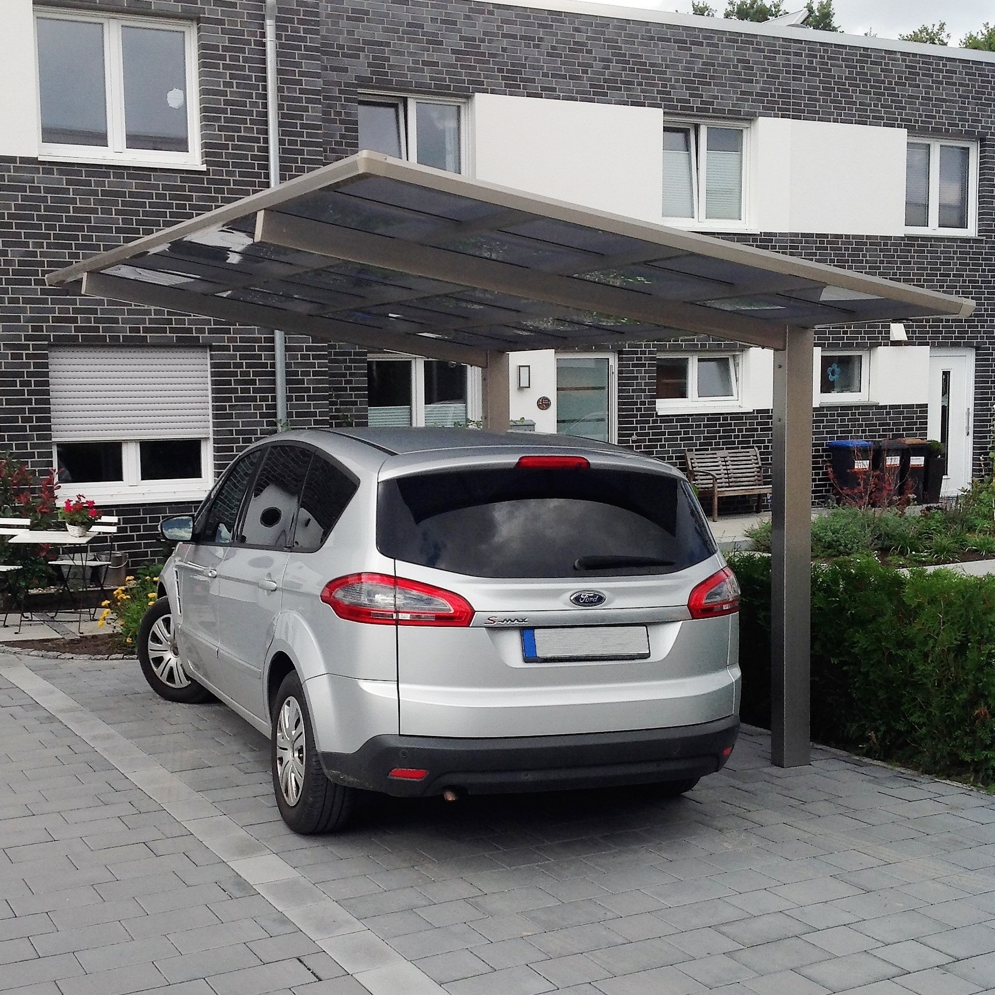 Einzelcarport 'Linea Typ 60 SC' edelstahlfarben 273 x 495 x 294 cm