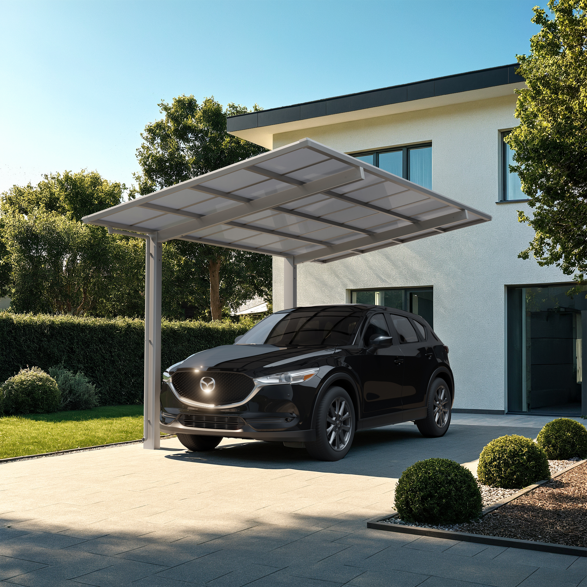 Einzelcarport 'Linea Typ 80 SC' edelstahlfarben 273 x 495 x 294 cm