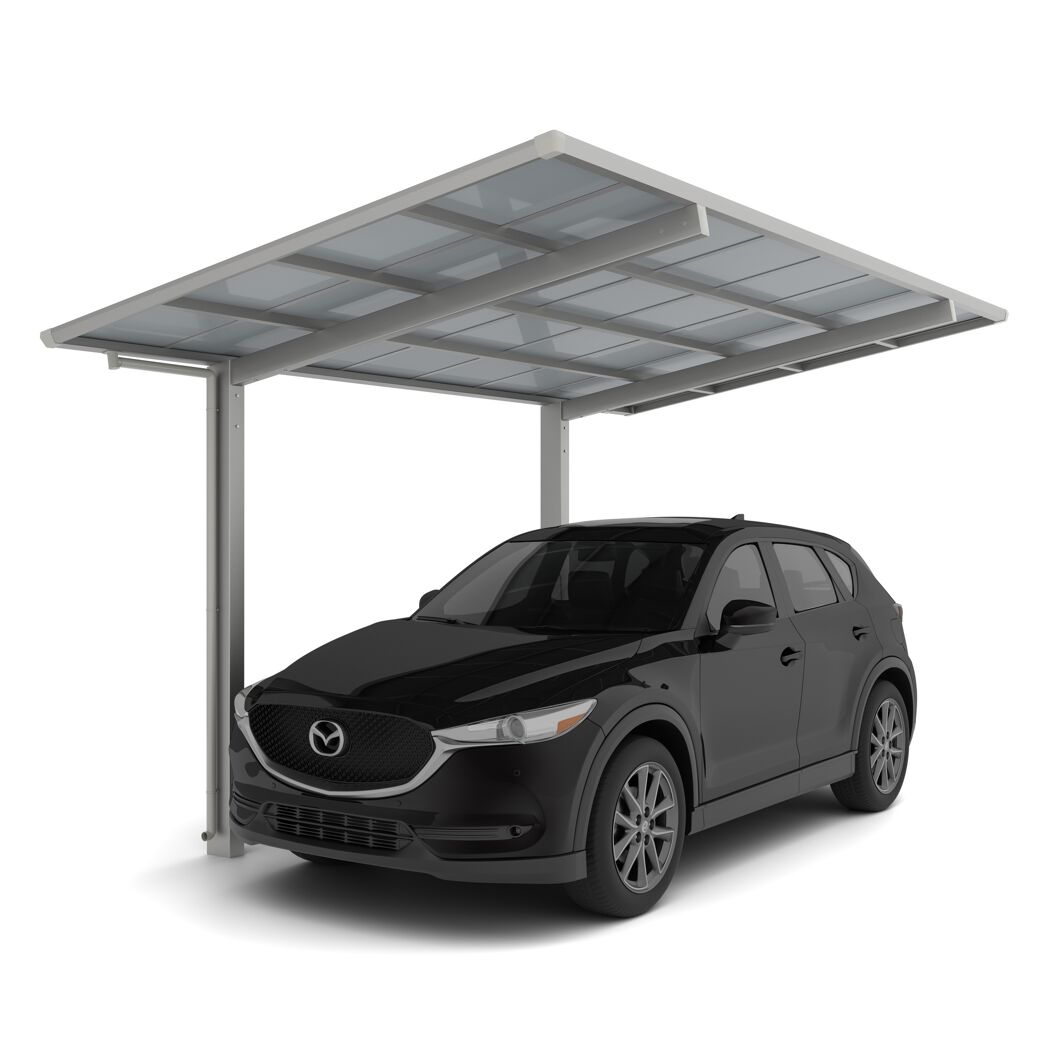 Einzelcarport 'Linea Typ 80 SC' edelstahlfarben 273 x 495 x 294 cm
