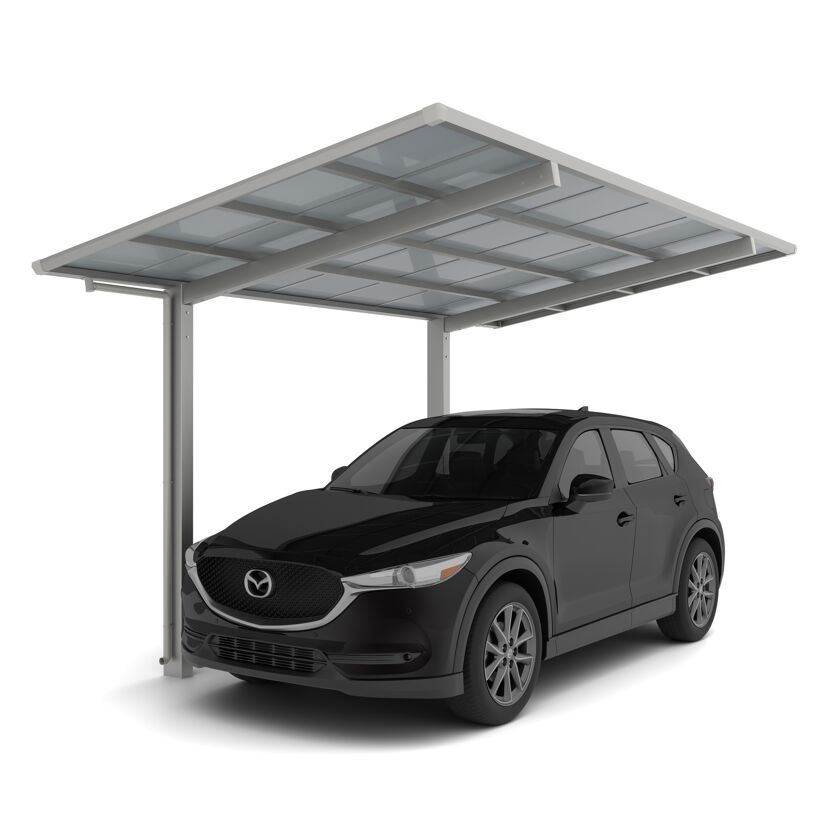 Einzelcarport 'Linea Typ 80 SC' edelstahlfarben 273 x 495 x 294 cm