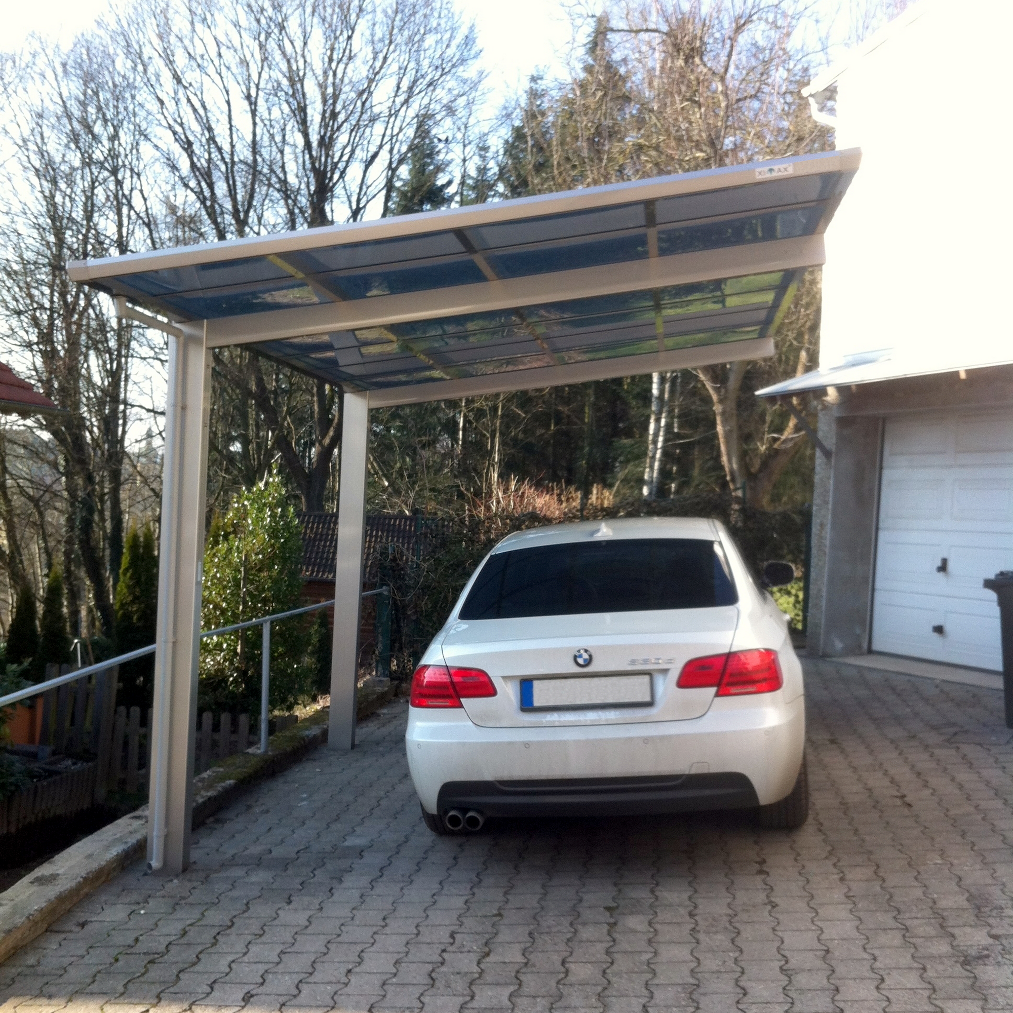 Einzelcarport 'Linea Typ 80 SC' edelstahlfarben 273 x 495 x 294 cm