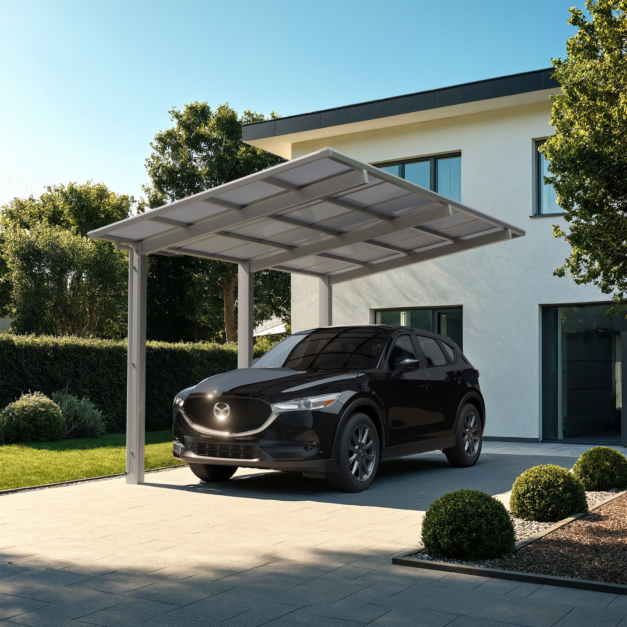 Einzelcarport 'Linea Typ 110 SC' edelstahlfarben 273 x 495 x 294 cm