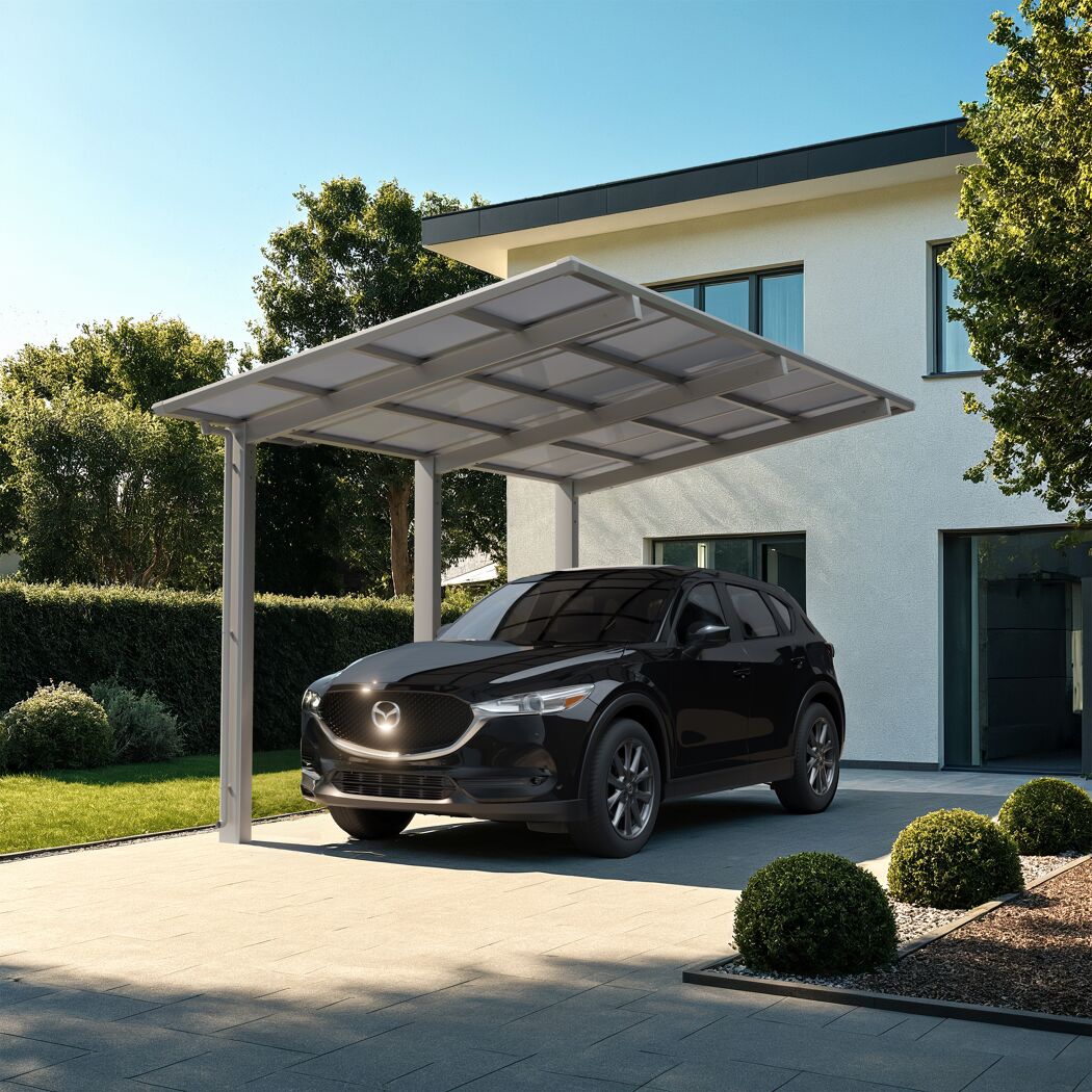 Einzelcarport 'Linea Typ 110 SC' edelstahlfarben 273 x 495 x 294 cm
