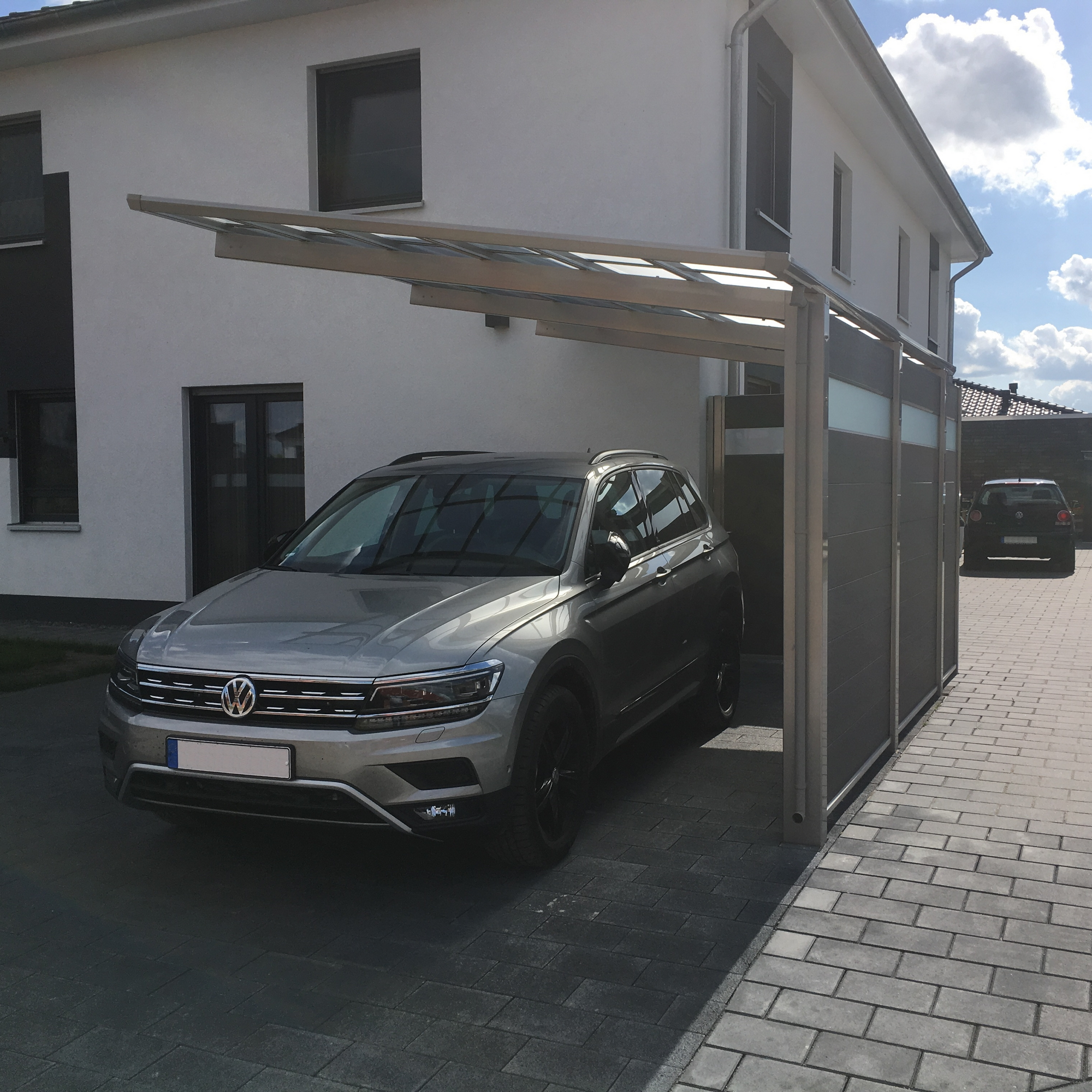 Einzelcarport 'Linea Typ 110 SC' edelstahlfarben 273 x 495 x 294 cm