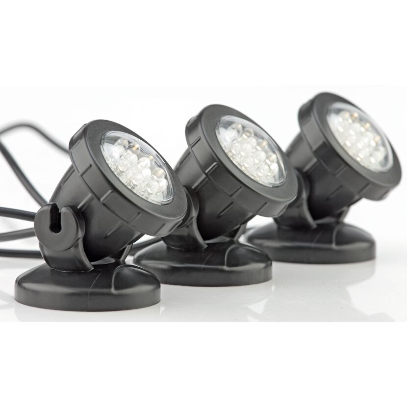 Drei schwarze LED-Teichleuchten Pontec PondoStar