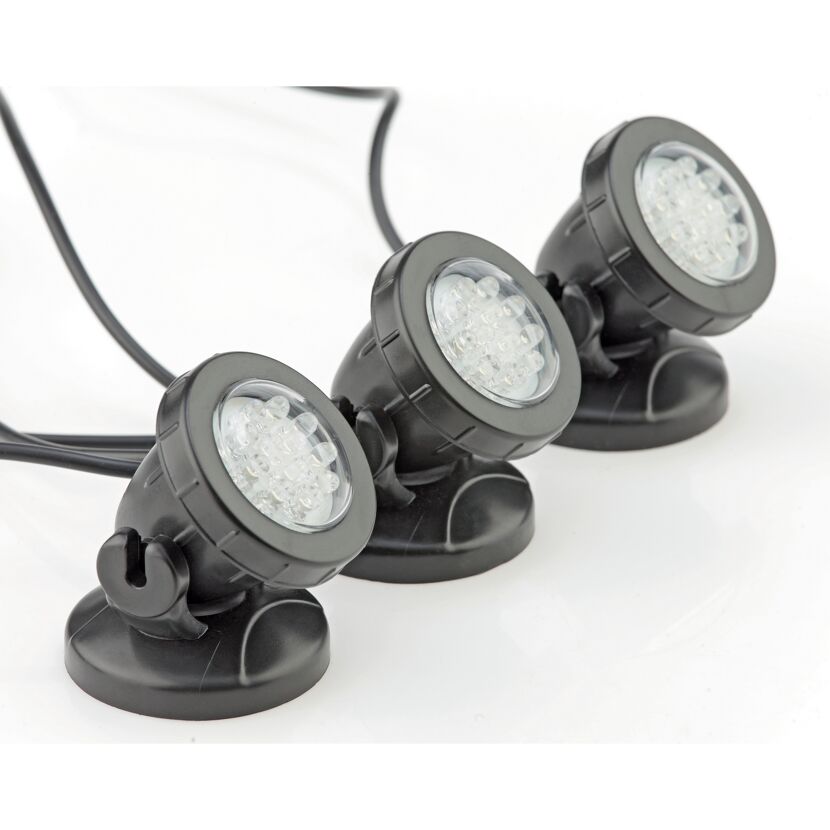 Drei schwarze LED-Teichleuchten Pontec PondoStar