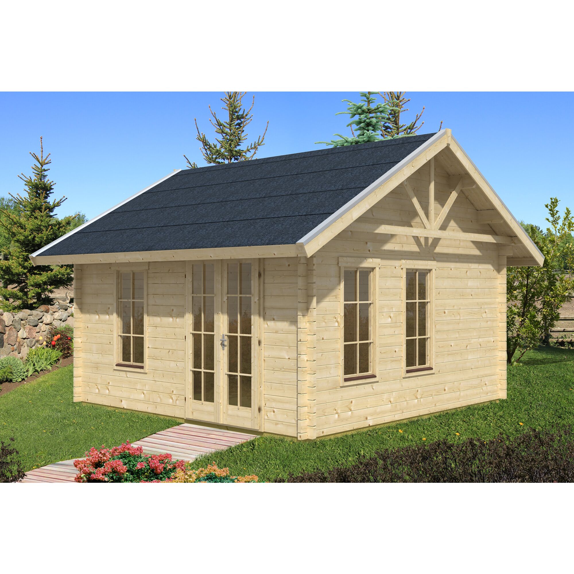 Kleines Gartenhaus aus Blockbohlen