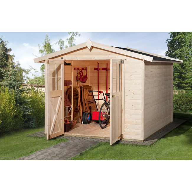 Bild von Blockhaus 'Classic' mit Doppeltür, naturfarben, Größe 5
