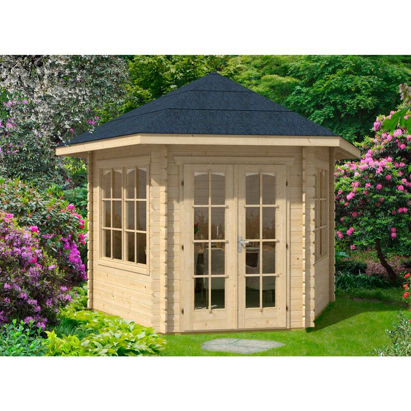 Holzpavillon Madeira 2 mit Fenster und Türen
