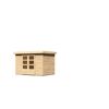 Holz-Gerätehaus mit Flachdach und Doppeltür aus Glas