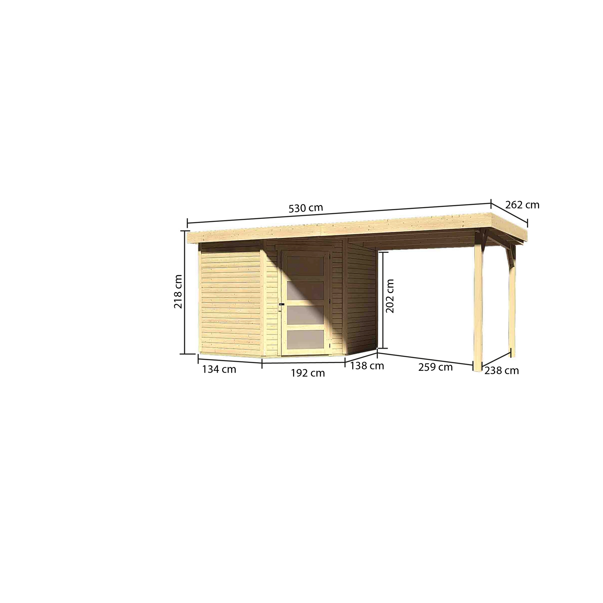 Karibu Systemhaus Dohren 5 Set 3 inkl. Anbau 2,60 m naturbelassen + product picture