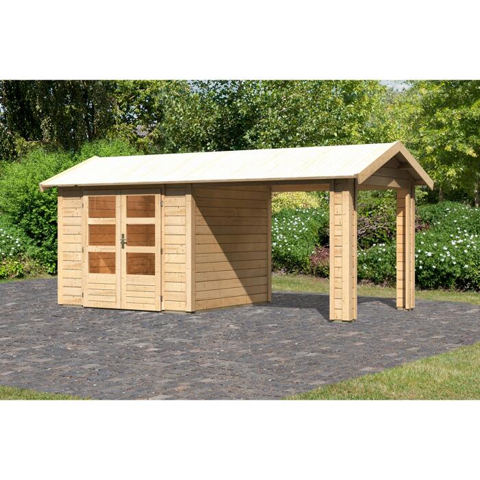 Karibu Gartenhaus Mylau 3 Mit Anbaudach 480 X 242 X 244 Cm Naturbelassen Ç Toom Baumarkt