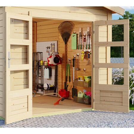 7. Bild von Gartenhaus 'Mylau 3' mit Anbaudach 480 x 244 x 242 cm naturfarben