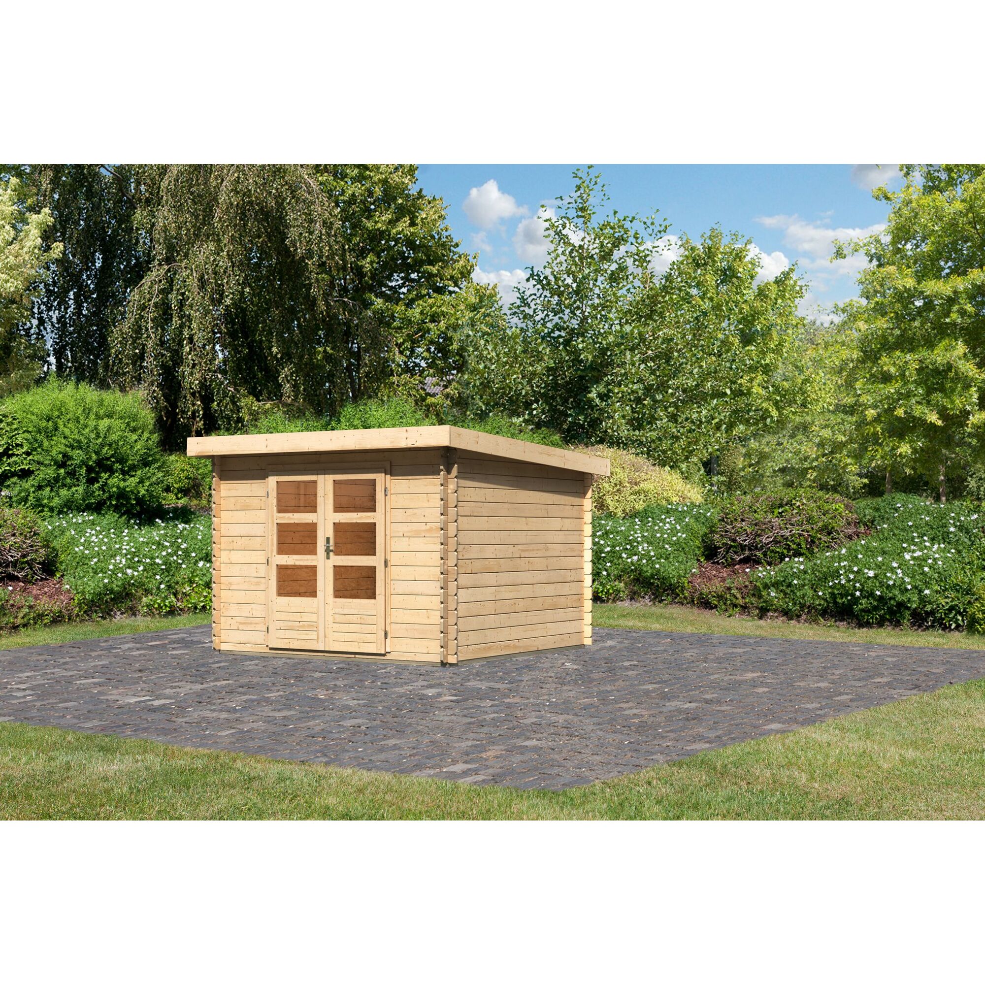 Gartenhaus Rieneck 5 mit begrünten Pultdach