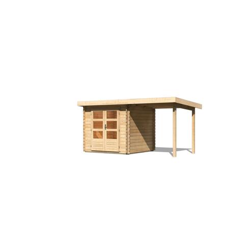 4. Bild von Blockbohlenhaus 'Rieneck 2' Set 1 inkl. Anbau 420 x 237 x 220 cm naturfarben