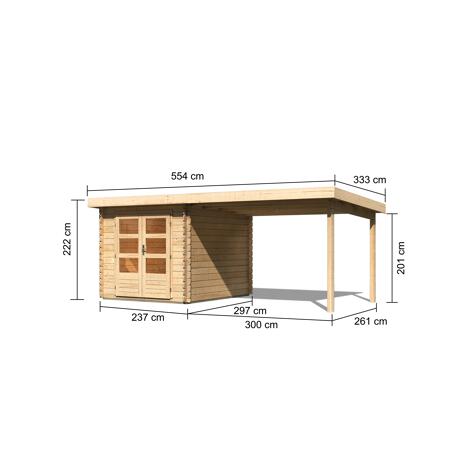 3. Bild von Blockbohlenhaus 'Rieneck 4' Set 3 inkl. Anbau 520 x 297 x 222 cm naturfarben