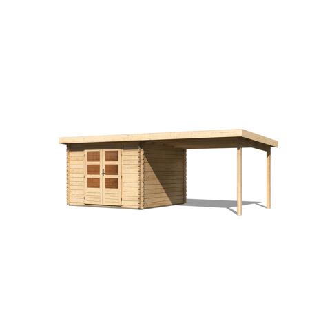 4. Bild von Blockbohlenhaus 'Rieneck 5' Set 3 inkl. Anbau 580 x 297 x 222 cm naturfarben