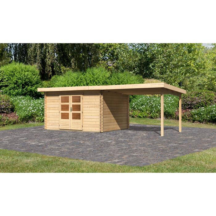 Karibu Karibu Blockbohlenhaus Rieneck 7 Set 3 Inkl Anbau 3 M Naturbelassen ǀ Toom Baumarkt