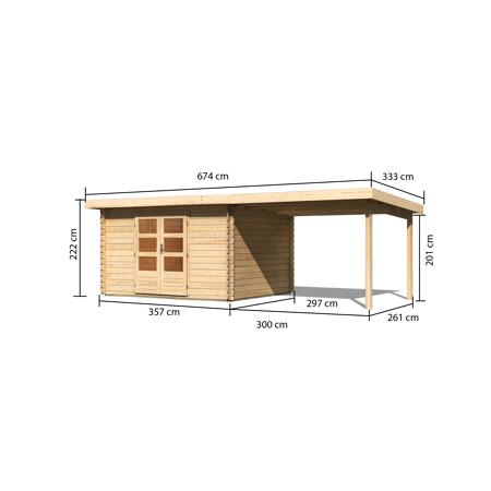 3. Bild von Blockbohlenhaus 'Rieneck 7' Set 3 inkl. Anbau 640 x 297 x 222 cm naturfarben