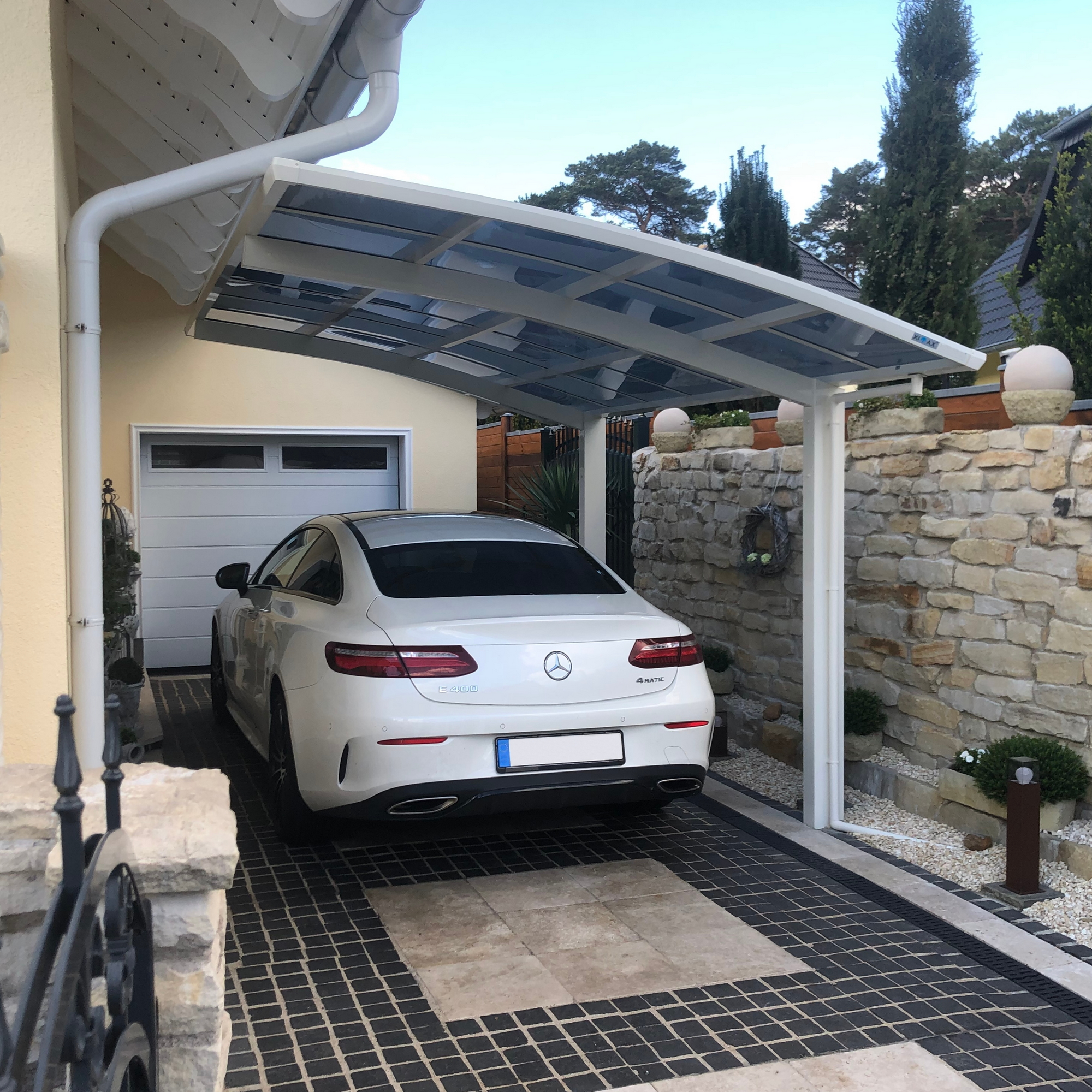 Einzelcarport 'Portoforte Typ 80 WW' weiß 270 x 495 x 298 cm