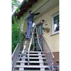 Person streicht Hauswand mit Teleskopleiter