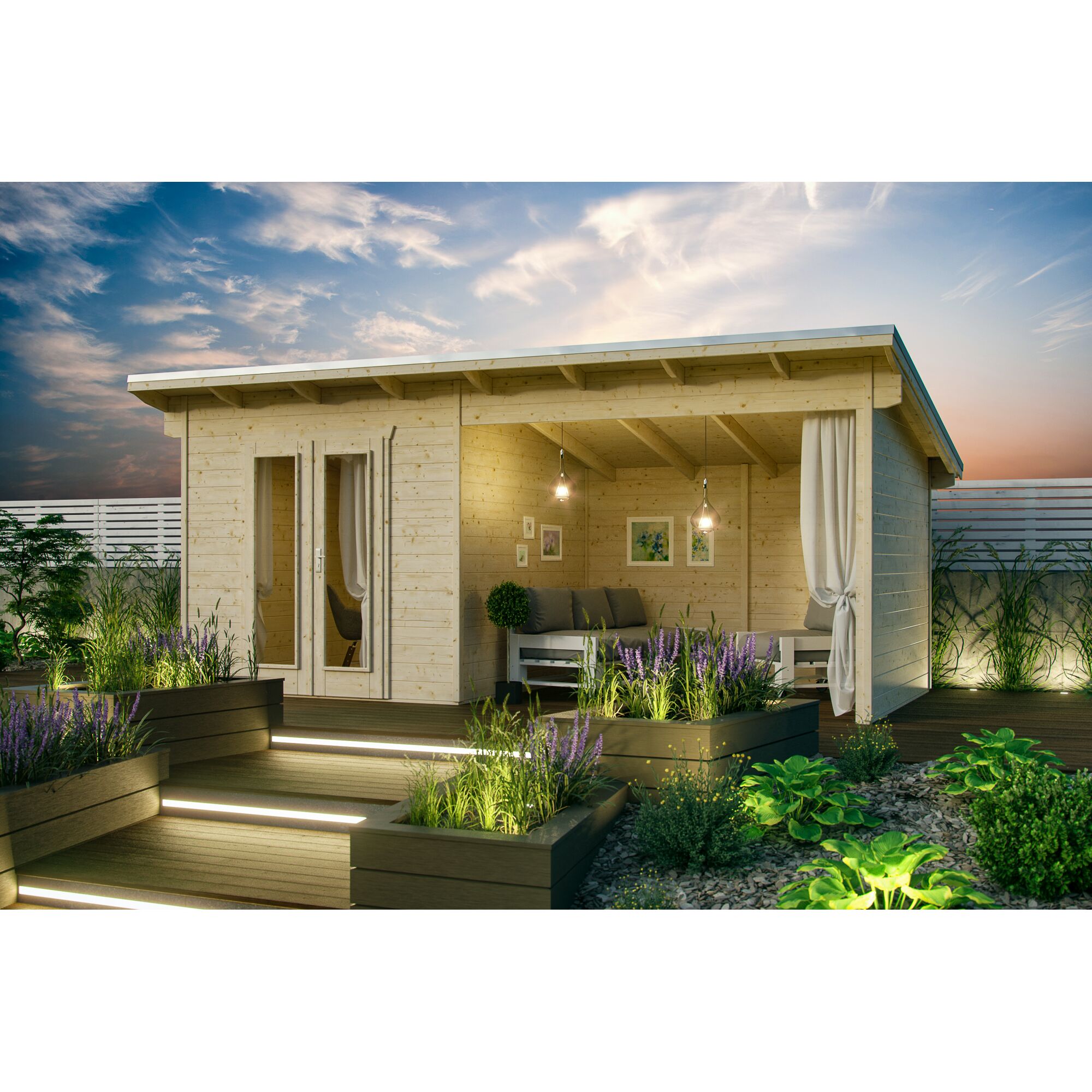 Gartenhaus GH Texel mit Beleuchtung und Sitzecke