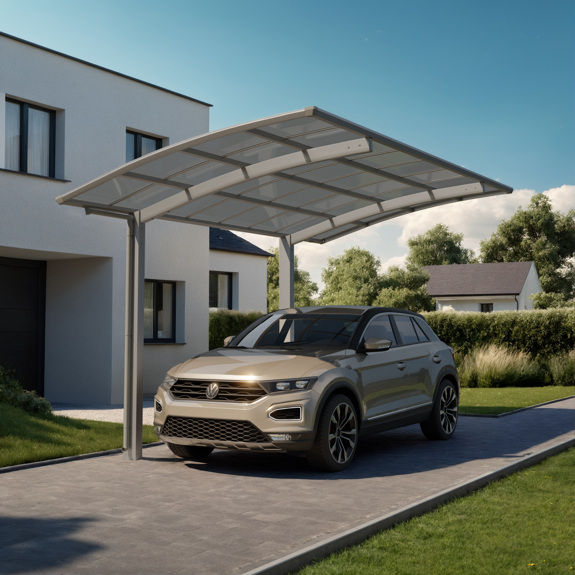 Einzelcarport 'Portoforte Typ 60 MR' edelstahlfarben 270 x 495 x 298 cm