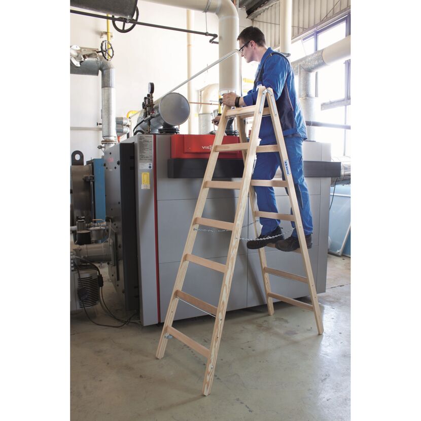 Sprossenstehleiter 'Stabilo' Holz 2 x 7 Stufen