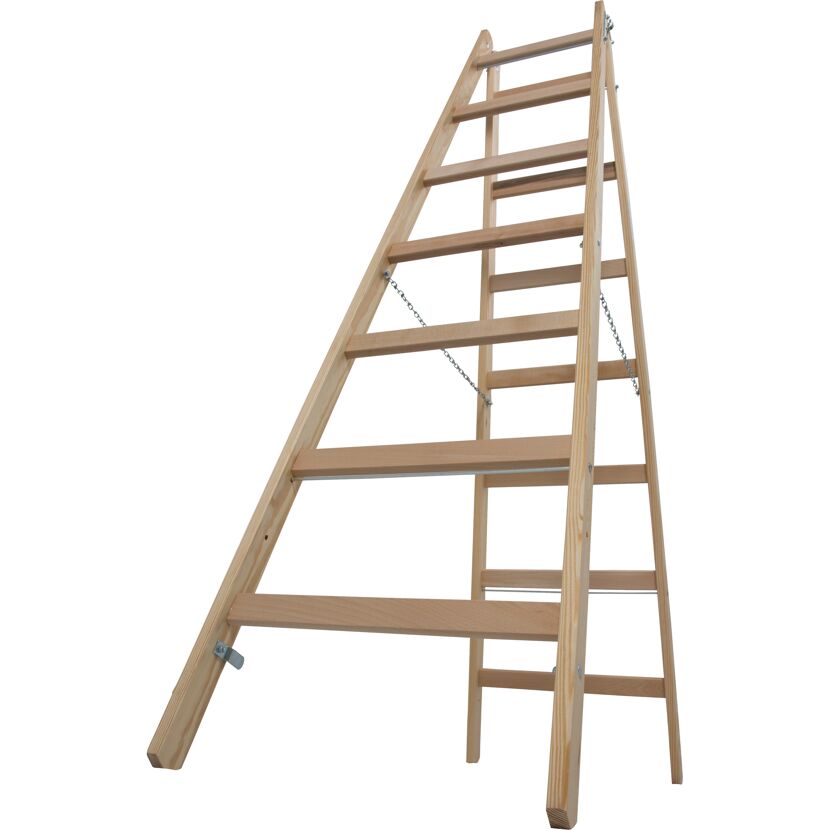 Sprossenstehleiter 'Stabilo' Holz 2 x 7 Stufen