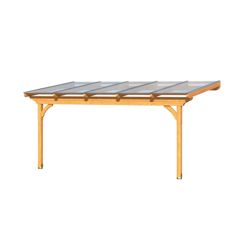 Holzcarport mit durchsichtigem Dach